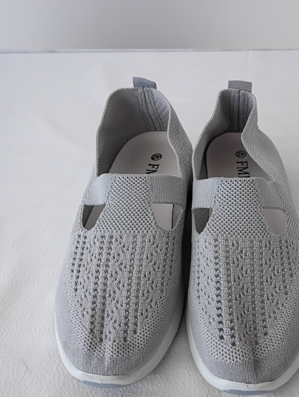 FME Women's Gray Knit Mary Jane Walking Shoes Size 42